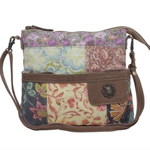 Patchwork Retro Floral Crossbody Bag, upcycled canvas